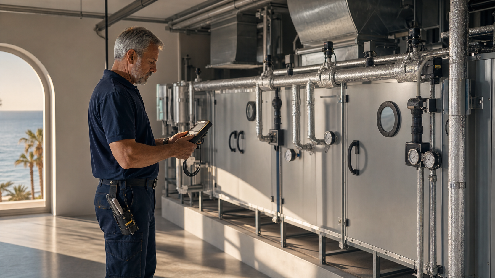 Building systems being monitored as part of ongoing maintenance